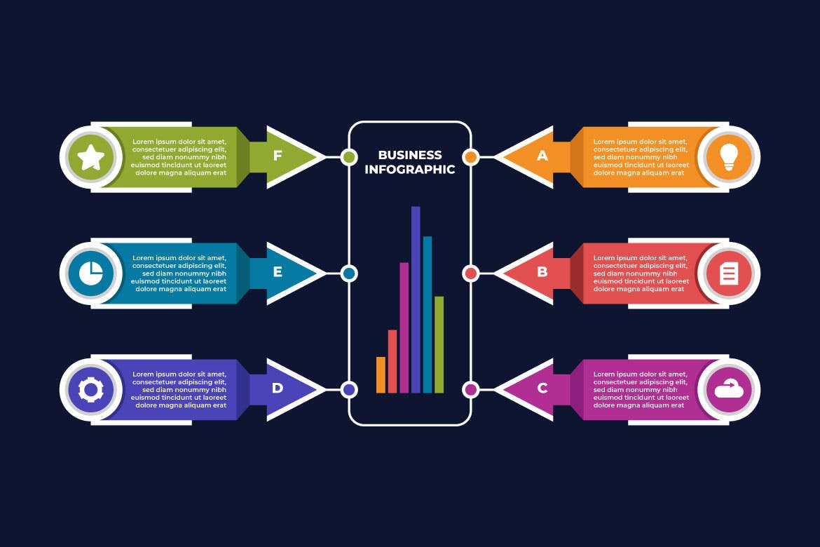 现代图表箭头信息图表模板 Modern Chart Arrow Infographic Template 幻灯图表 sucaiwan.com