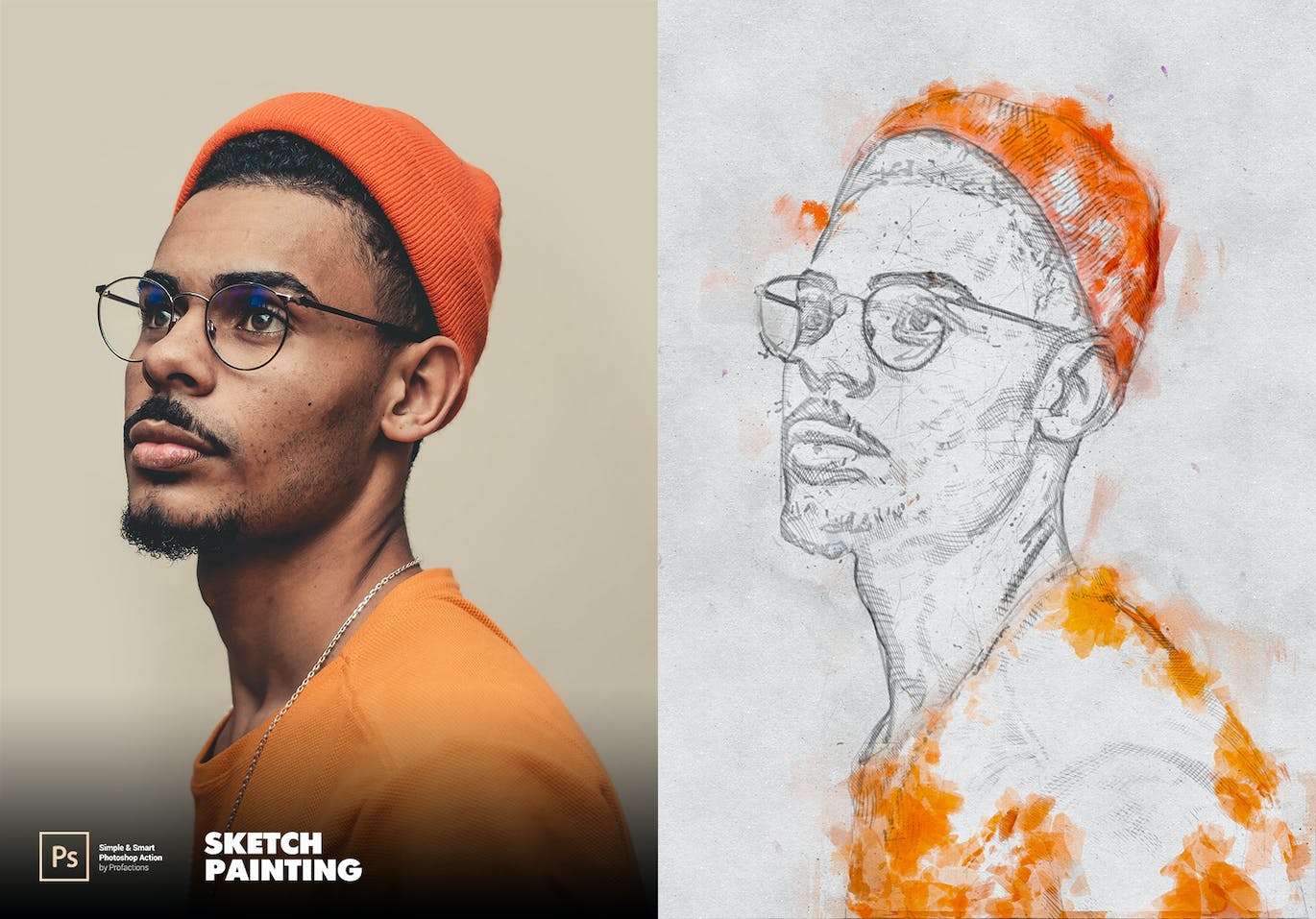 素描绘画效果照片处理ps动作 Sketch Painting Photoshop Action 插件预设 sucaiwan.com