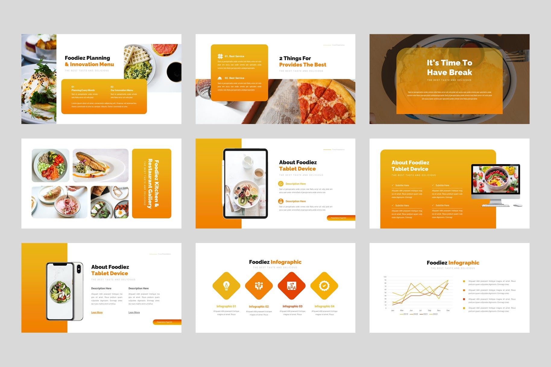 厨房和餐厅PPT创意模板 Foodiez Kitchen & Restaurant PowerPoint Template 幻灯图表 sucaiwan.com