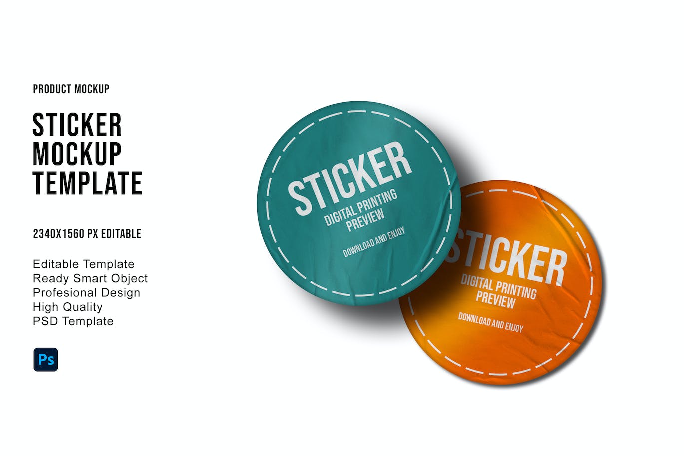 圆形贴纸设计样机模板 Sticker Mockup 样机素材 sucaiwan.com