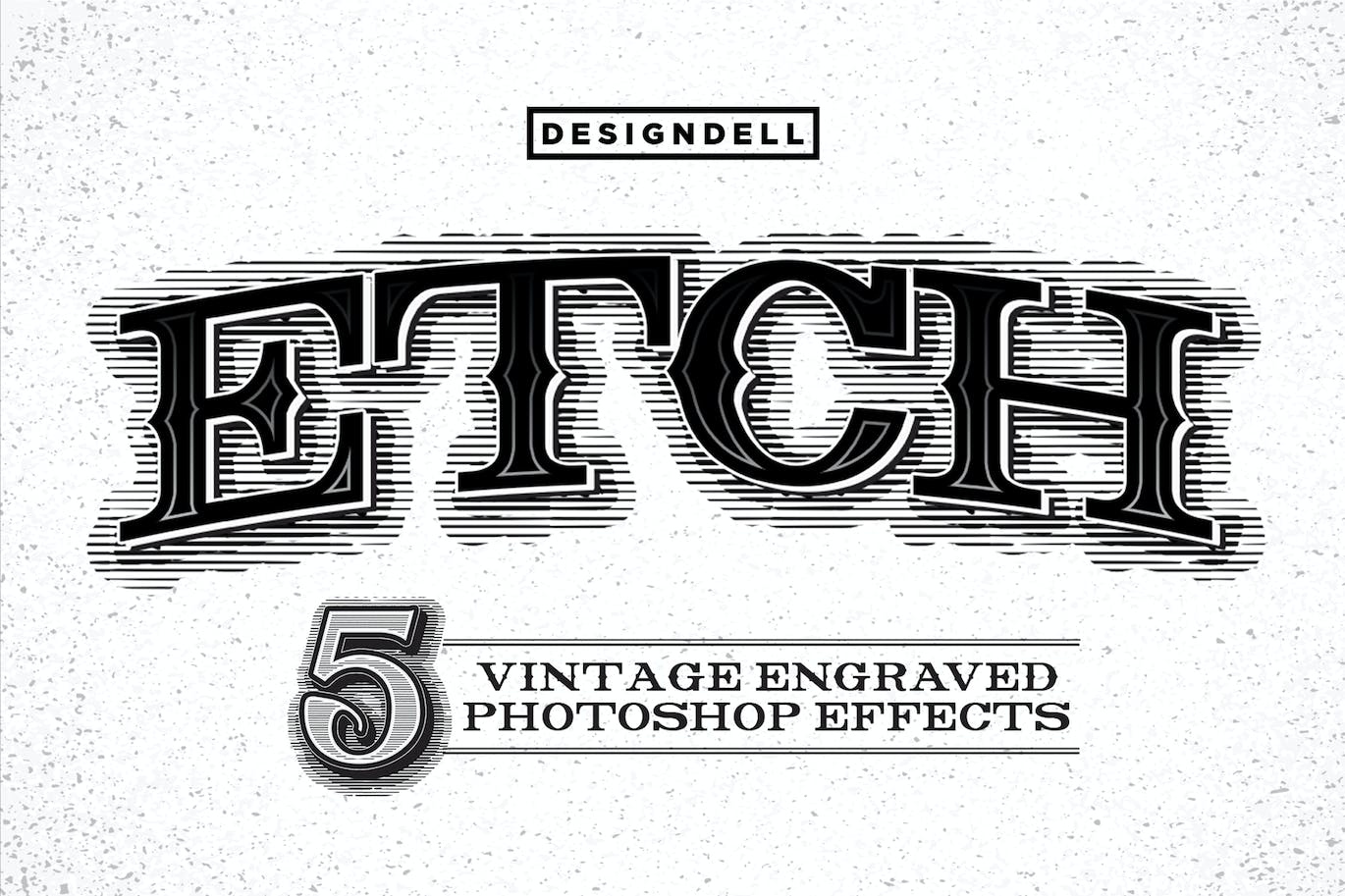 蚀刻复古PS文本效果模板 Etch Vintage Photoshop Effects 插件预设 sucaiwan.com