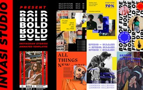 BOLD-潮流嘻哈复古高级Instagram竖屏错版大文字故事动画设计PSD模板