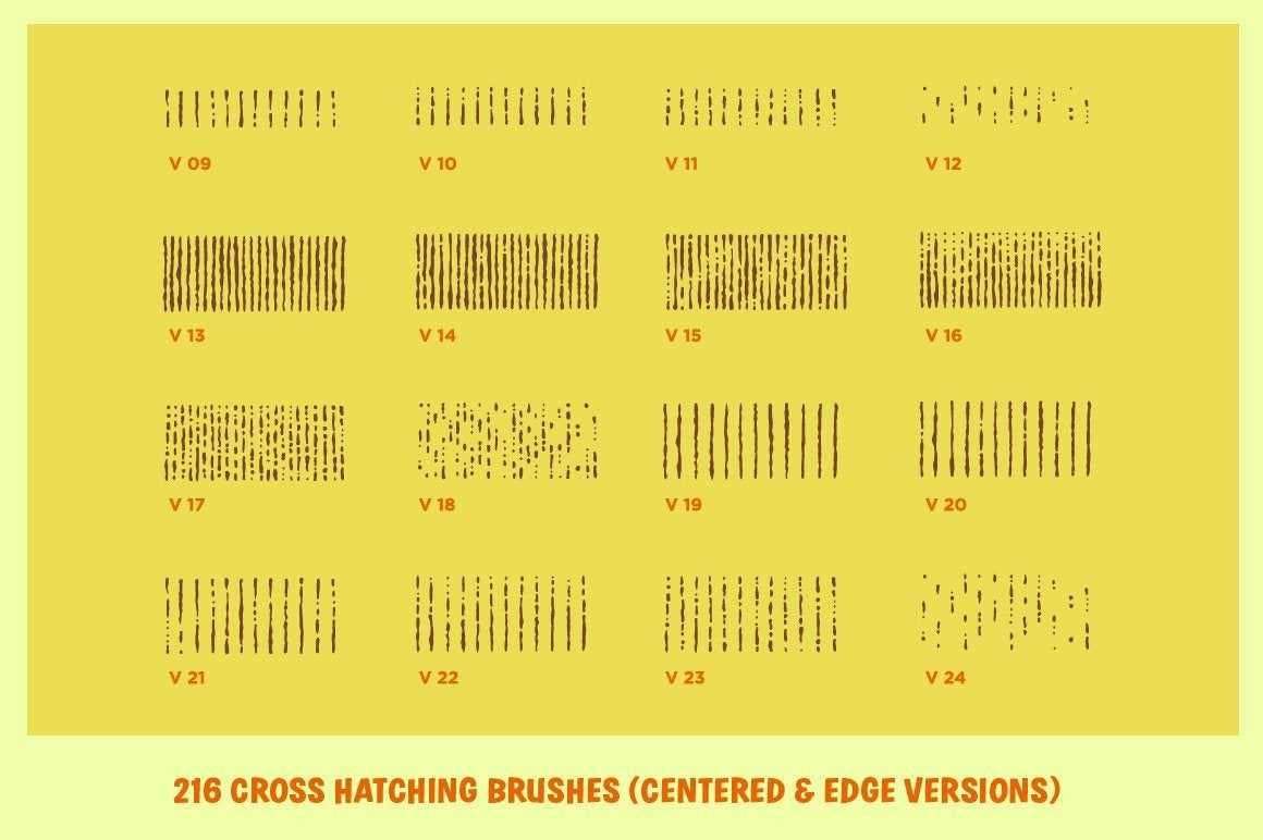 260+木刻版画交叉阴影线AI笔刷 笔刷资源 sucaiwan.com