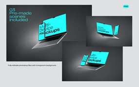 浮动Macbook Pro和iPhone手机样机图 Multi Device Mockups Float