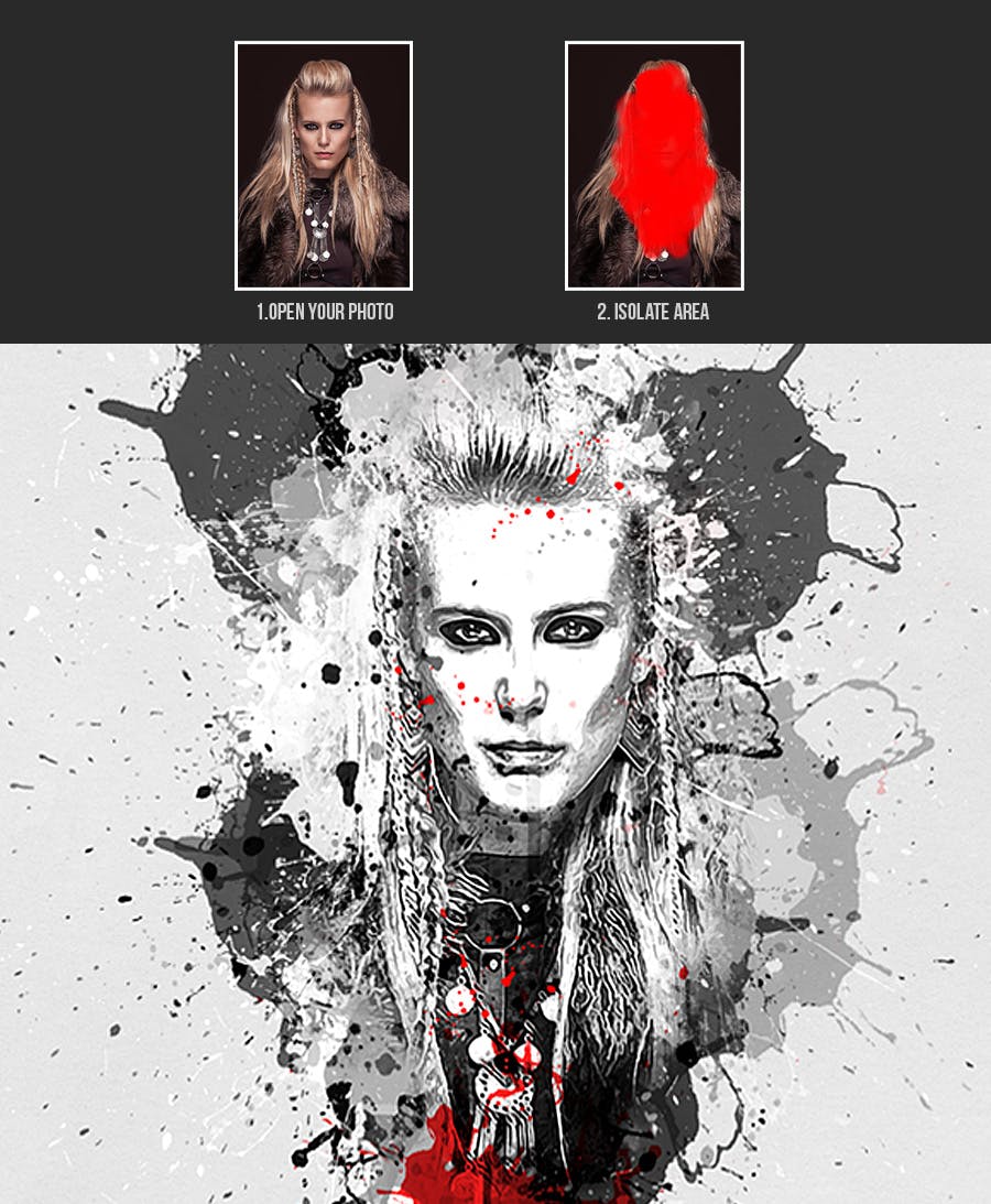 彩墨画照片处理效果PS动作模板 Inka – Photoshop Action 插件预设 sucaiwan.com