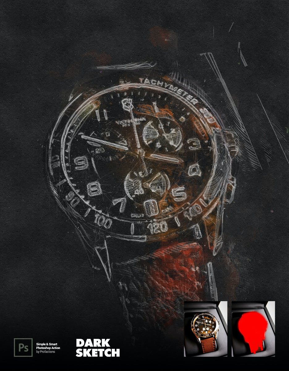 深色素描效果照片处理Photoshop动作 Dark Sketch Photoshop Action 插件预设 sucaiwan.com