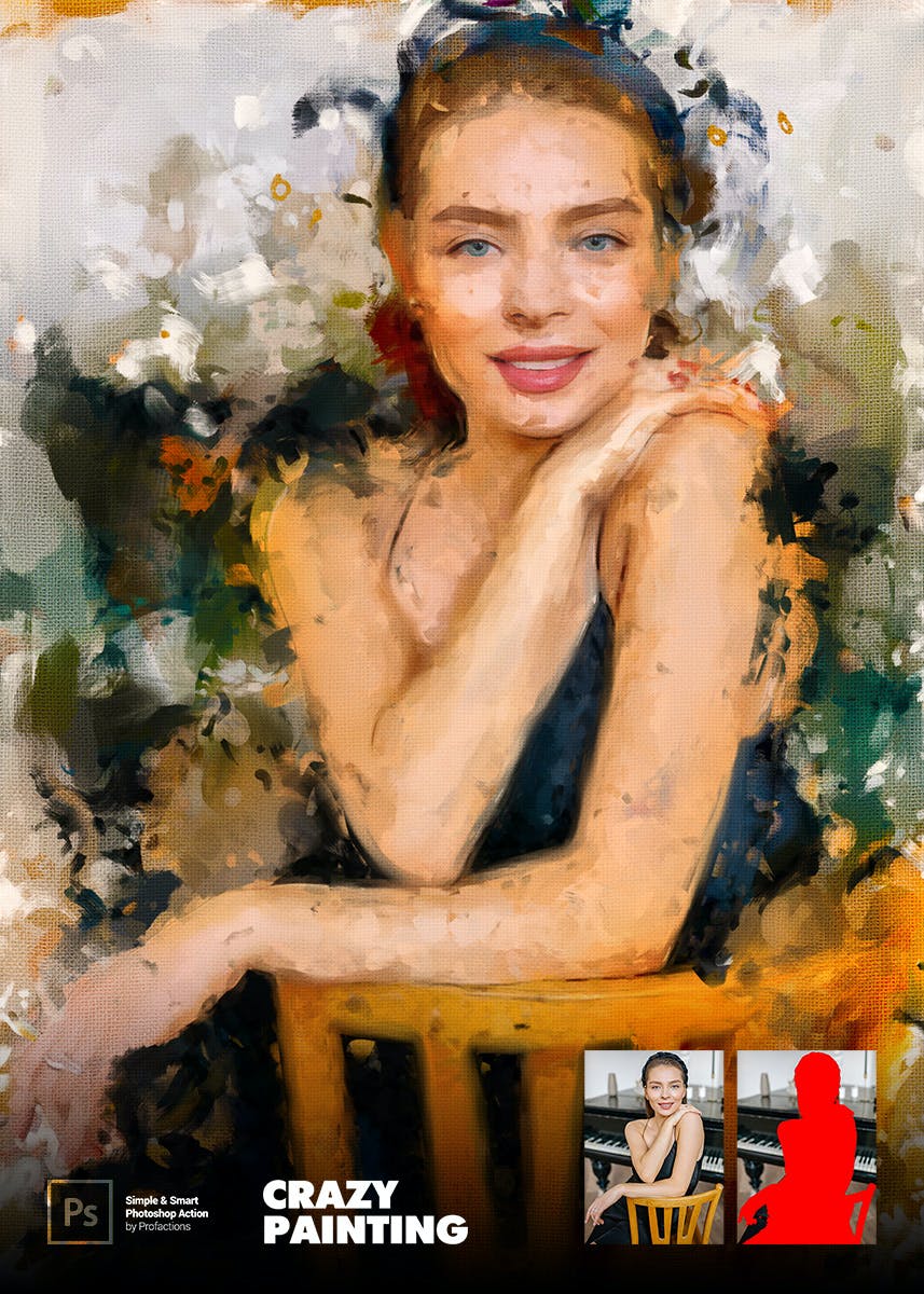 疯狂绘画效果照片处理Photoshop动作 Crazy Painting Photoshop Action 插件预设 sucaiwan.com