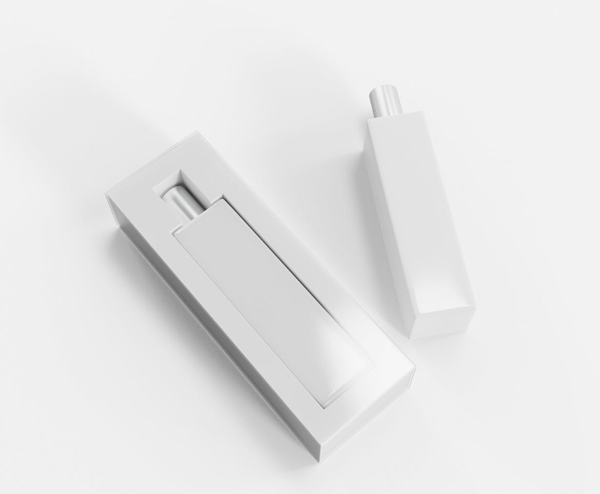 香水瓶纸盒包装样机图 Perfume Bottle with Packaging Mockup 样机素材 sucaiwan.com