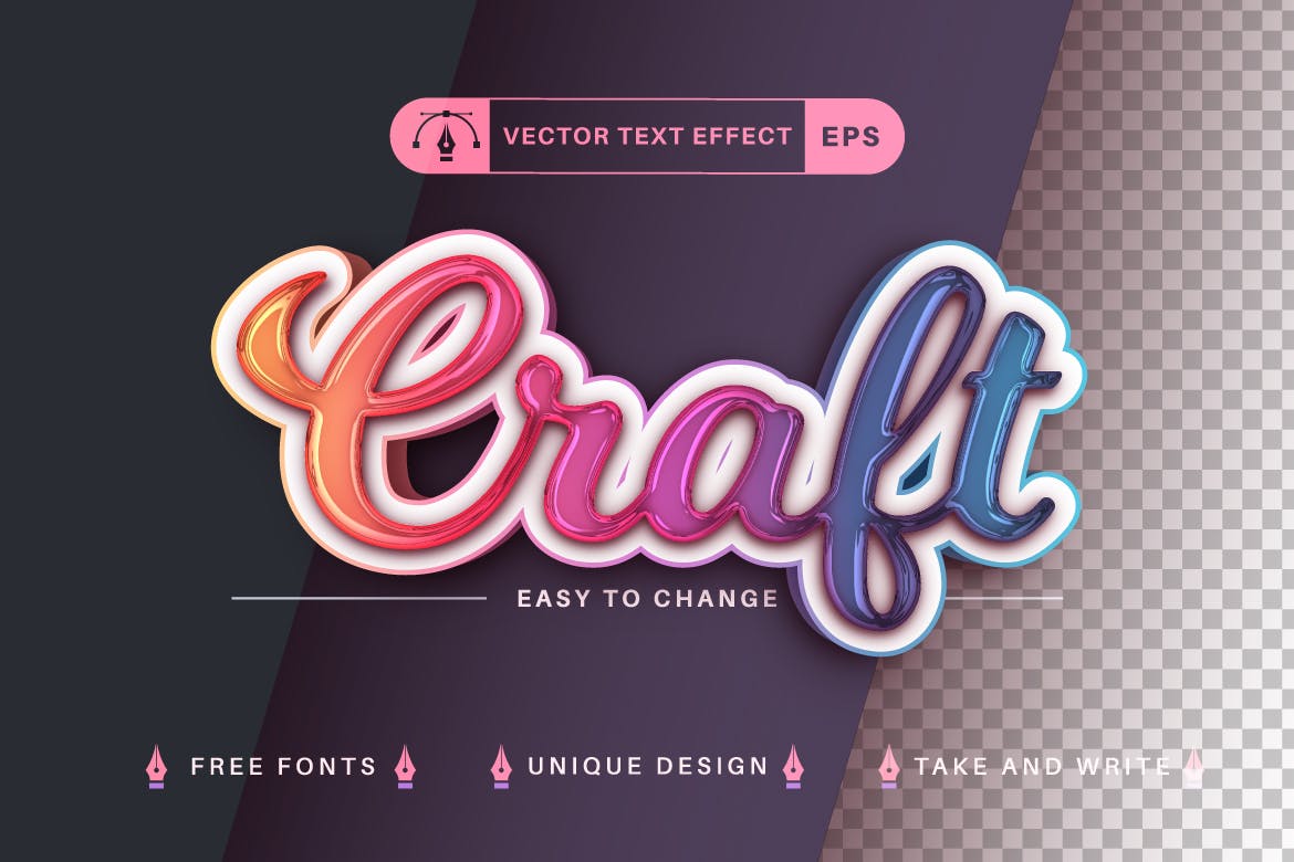魔法渐变矢量文字效果字体样式 Magic Unicorn – Editable Text Effect, Font Style 插件预设 sucaiwan.com