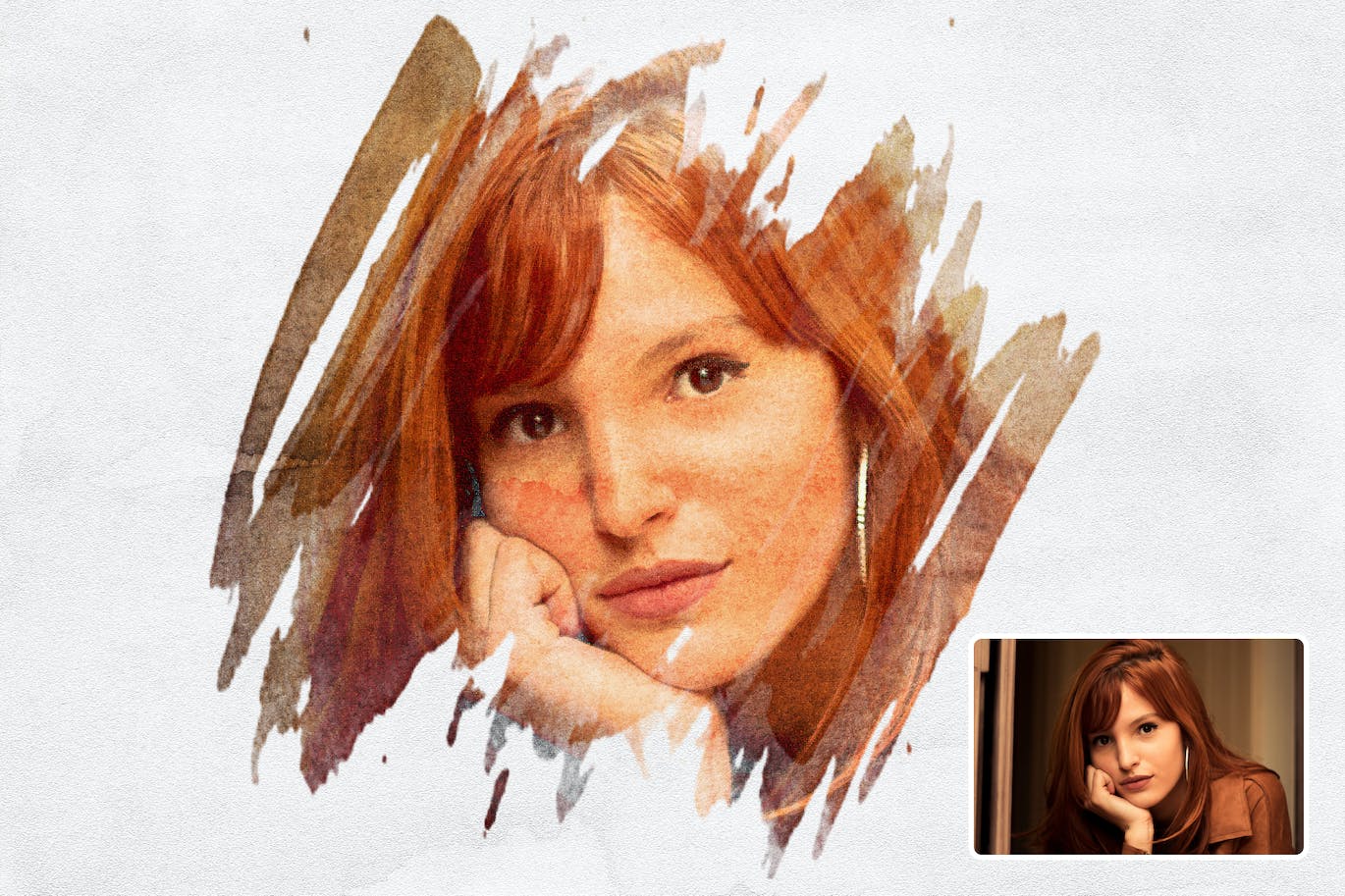 水彩笔刷效果PS动作模板 Watercolor Brush Photoshop Action 插件预设 sucaiwan.com