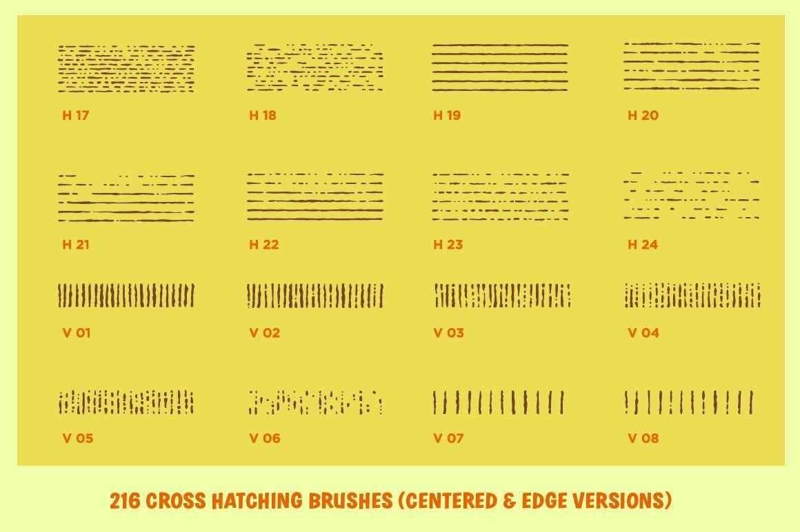 260+木刻版画交叉阴影线AI笔刷 笔刷资源 sucaiwan.com