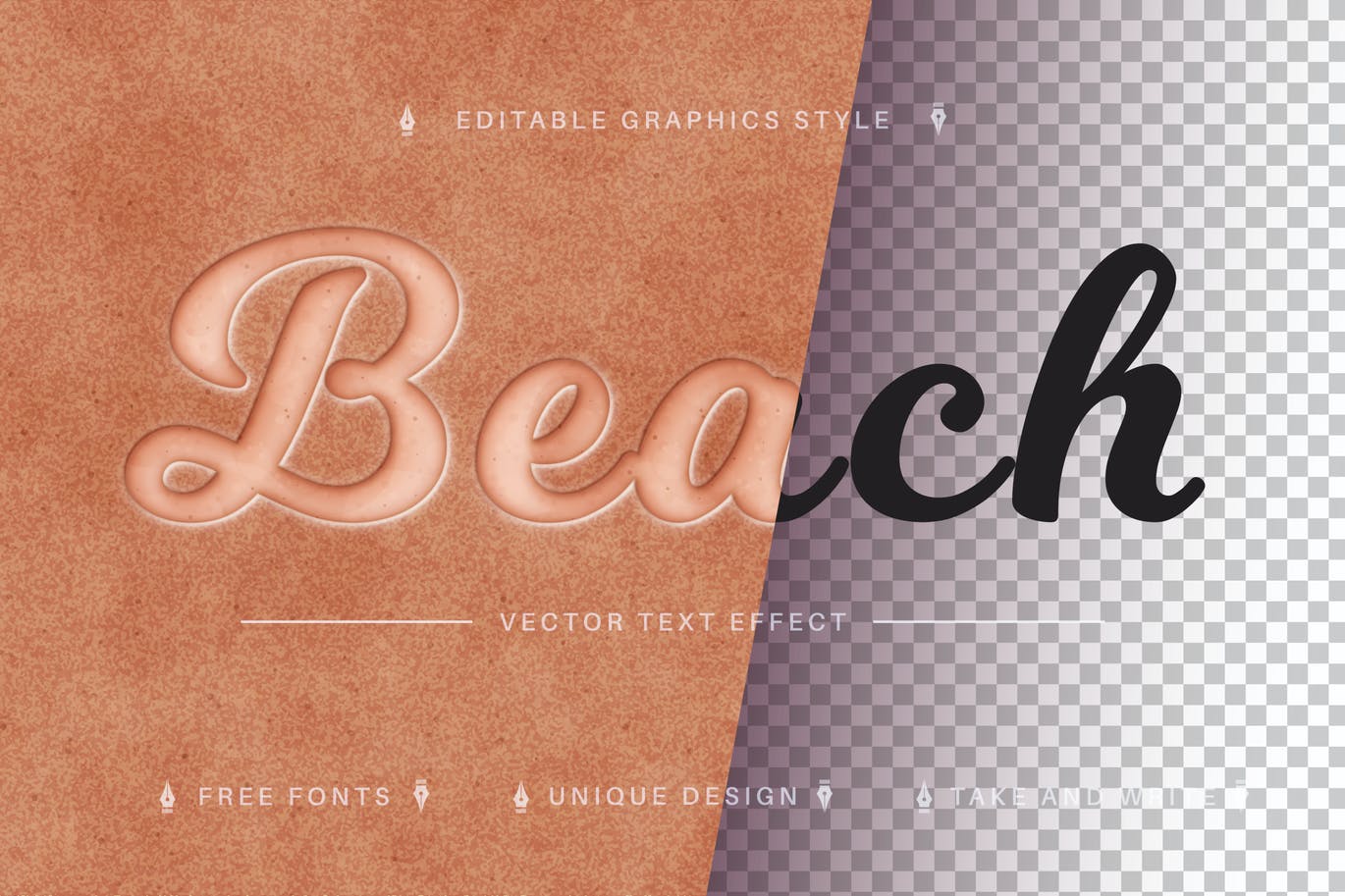 沙色矢量文字效果字体样式 Beach Sand – Editable Text Effect, Font Style 插件预设 sucaiwan.com