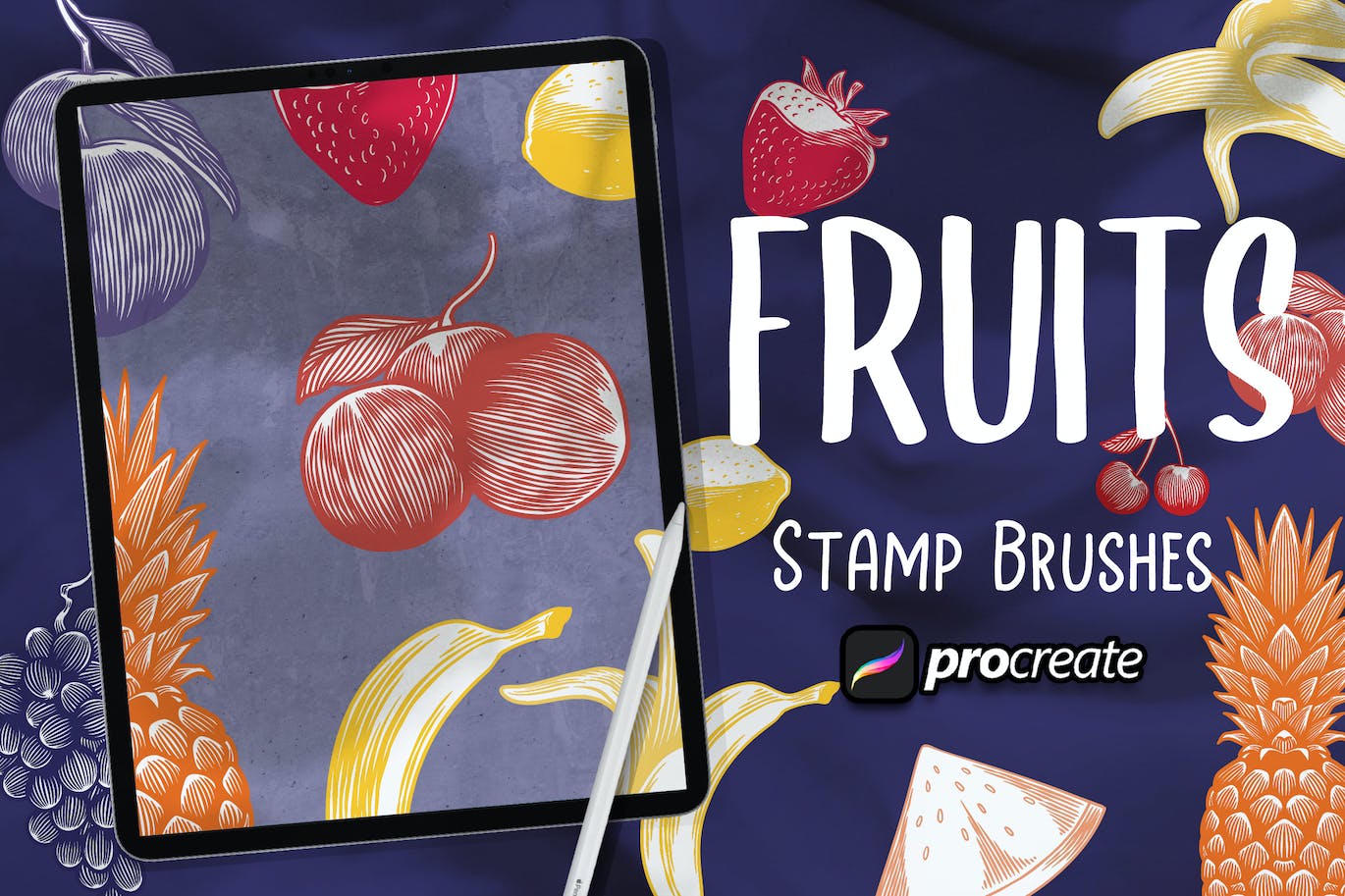 热带水果Procreate印章绘画笔刷素材 Tropical Fruit Brush Stamp Procreate 笔刷资源 sucaiwan.com