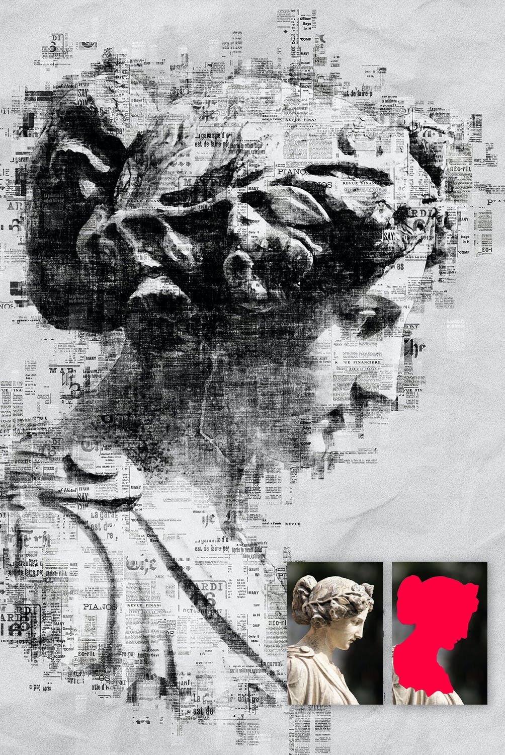 报纸艺术照片处理效果PS动作模板 Newspaper Art Photoshop Action 插件预设 sucaiwan.com