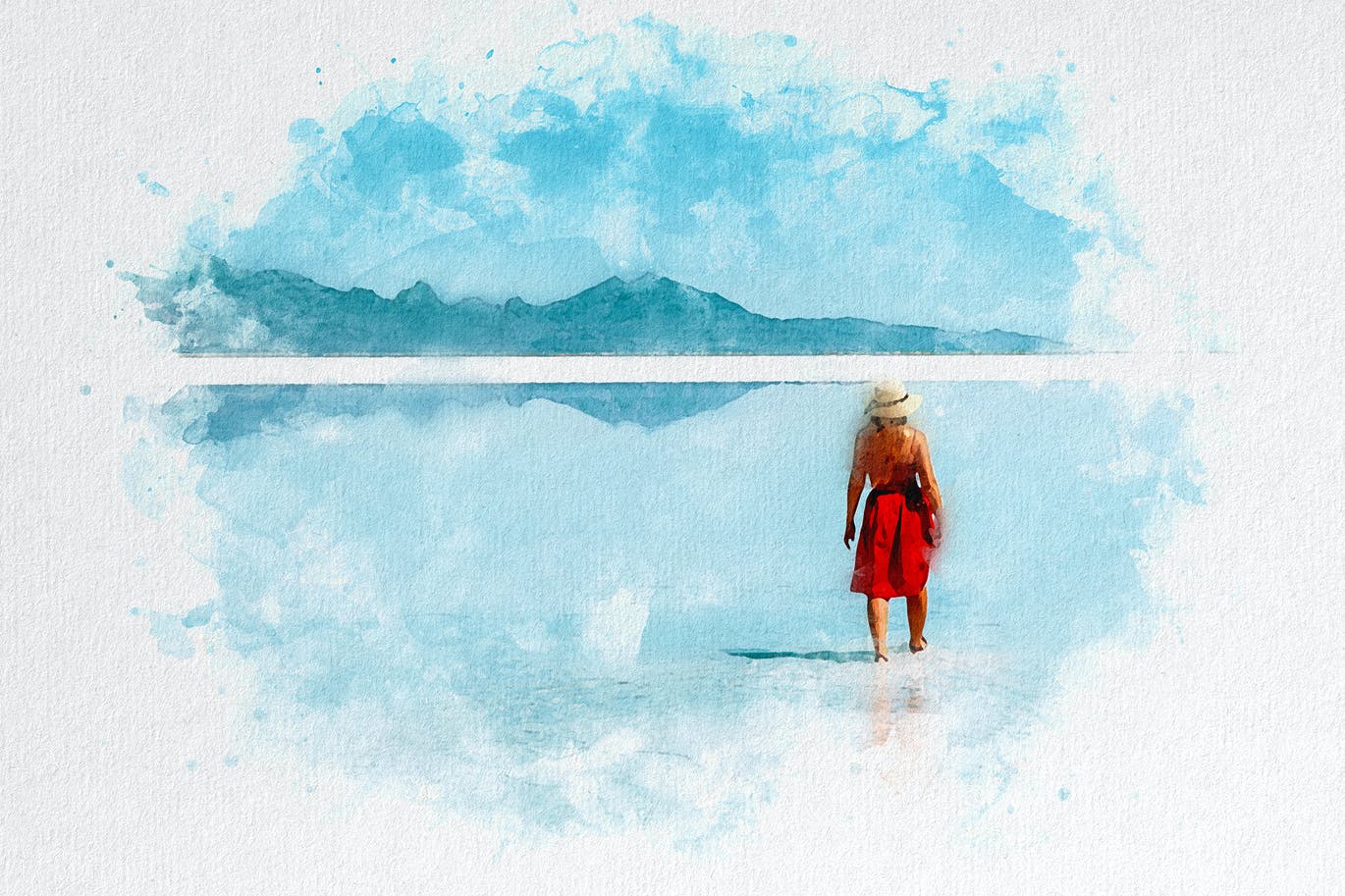 水彩风格PS照片效果模板 Aquarelle Photoshop Effect 插件预设 sucaiwan.com