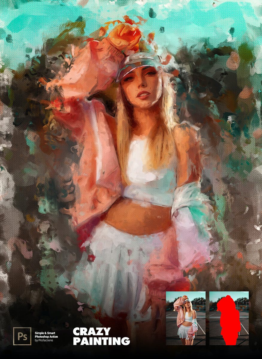 疯狂绘画效果照片处理Photoshop动作 Crazy Painting Photoshop Action 插件预设 sucaiwan.com