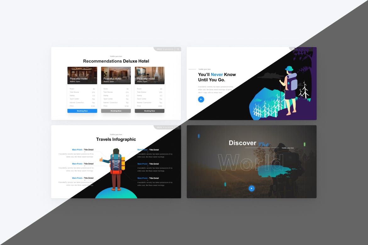 旅行目的地指南PPT幻灯片设计模板 Travel Destination Guide PowerPoint Template 幻灯图表 sucaiwan.com