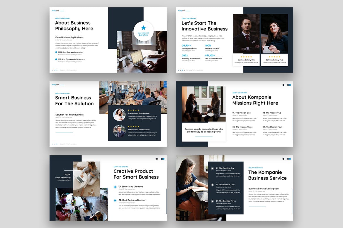 企业投资谷歌幻灯片演示文稿模板 Kompanie – Company Profile Google Slides 幻灯图表 sucaiwan.com