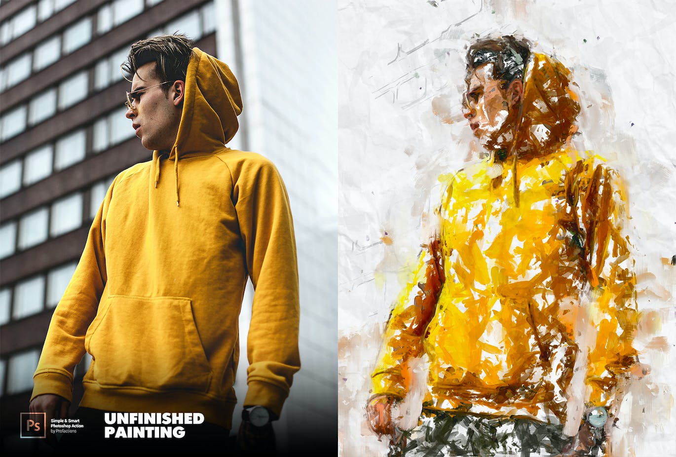 未完成的绘画效果照片处理ps动作 Unfinished Painting Photoshop Action 插件预设 sucaiwan.com