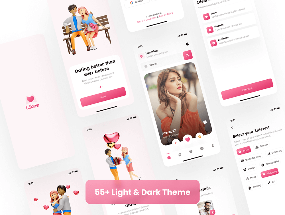 约会应用程序iOS UI套件 APP UI sucaiwan.com