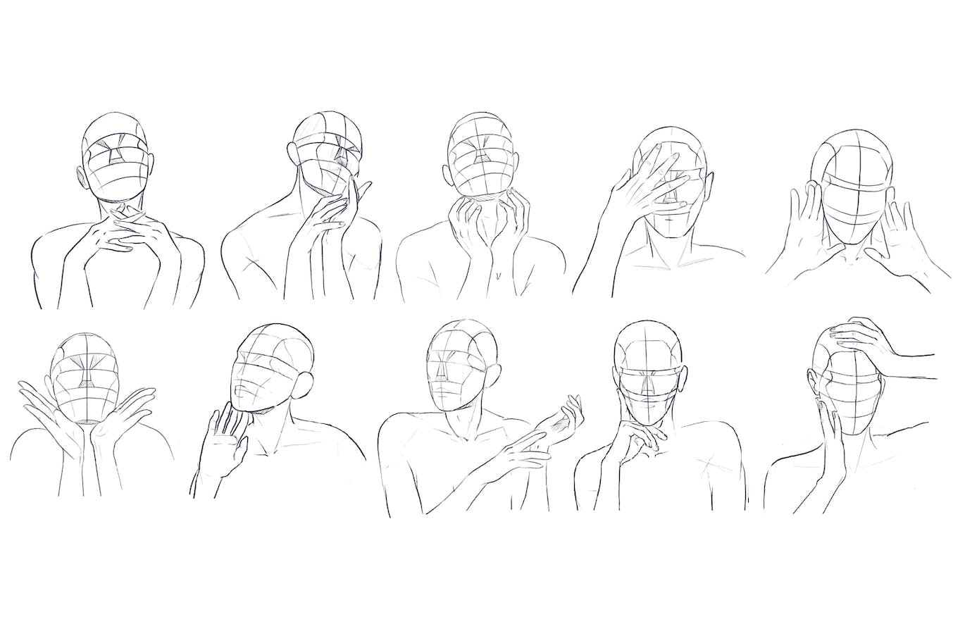 10个人像肖像印章Procreate笔刷 10 Portrait Pose Stamps Procreate 笔刷资源 sucaiwan.com