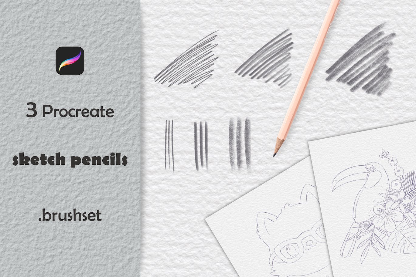 Procreate石墨铅笔素描笔刷 Procreate Sketch Pencil Brushes 笔刷资源 sucaiwan.com