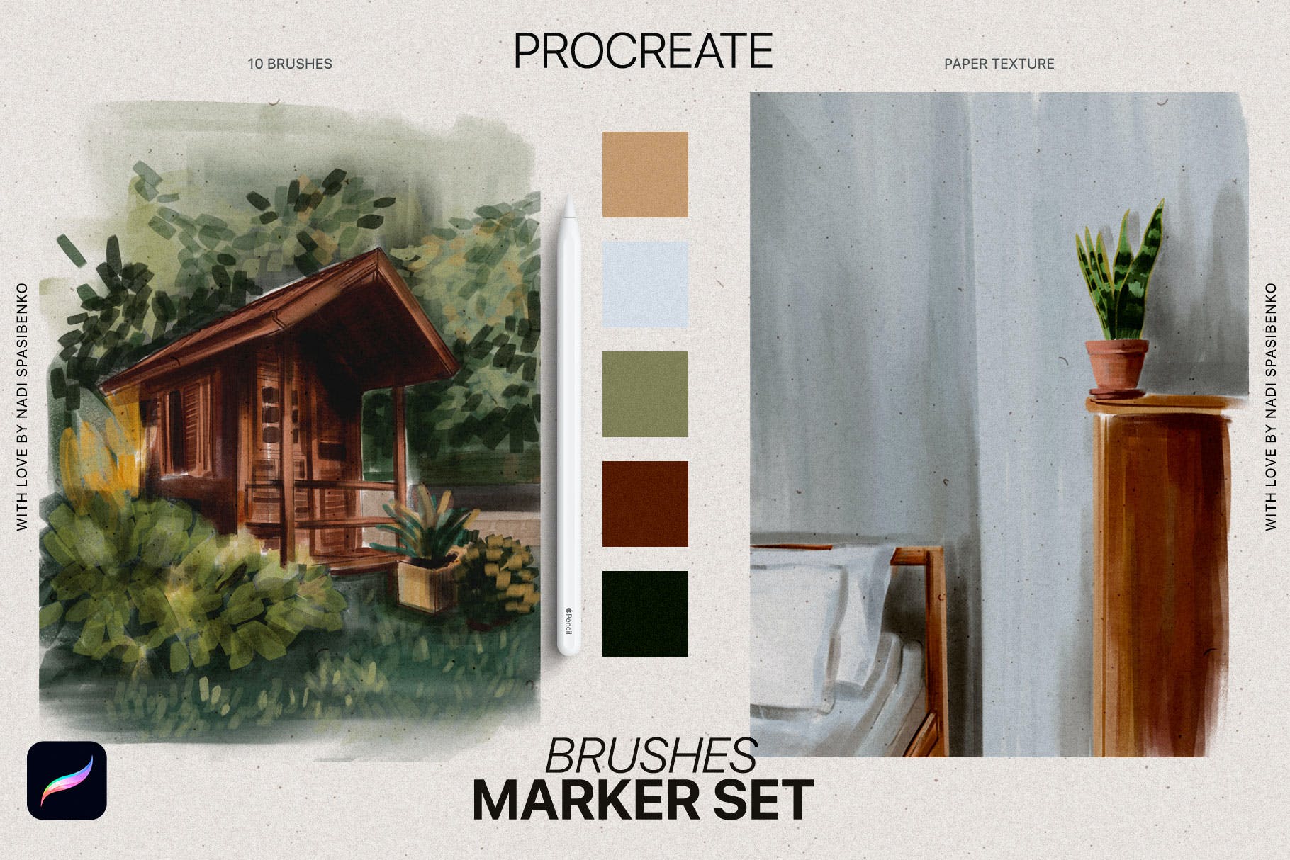 用于Procreate的逼真标记笔刷 Realistic Marker for Procreate 笔刷资源 sucaiwan.com