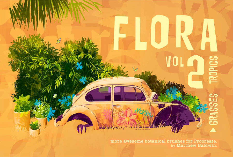 Procreate笔刷-植物树木草地图案笔刷素材 笔刷资源 sucaiwan.com