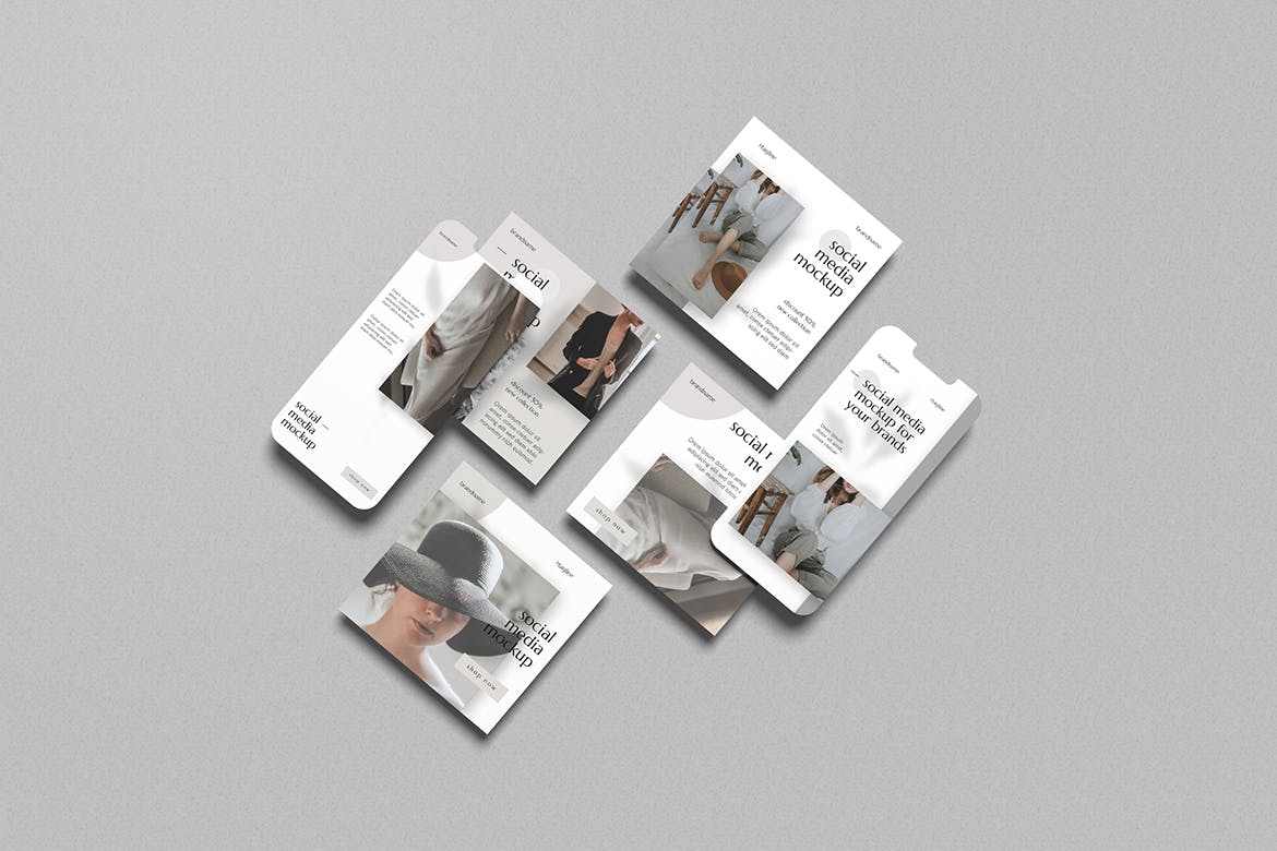 优雅的社交贴图&iPhone屏幕样机V2 Elegant Social Media Mockup V2 样机素材 sucaiwan.com