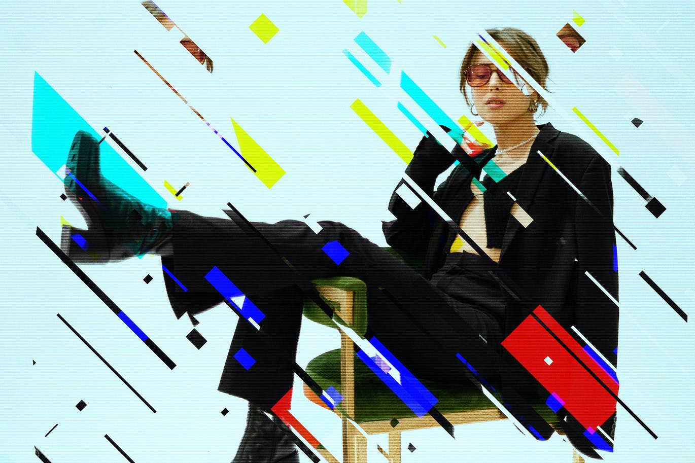 几何形状毛刺PS照片效果模板 Anaglitch Photoshop Effect 插件预设 sucaiwan.com