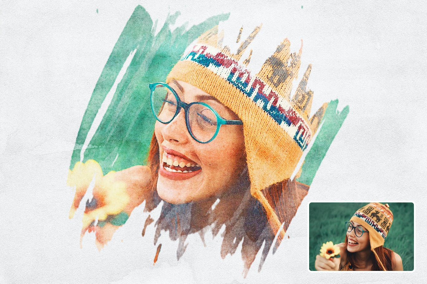 水彩笔刷效果PS动作模板 Watercolor Brush Photoshop Action 插件预设 sucaiwan.com