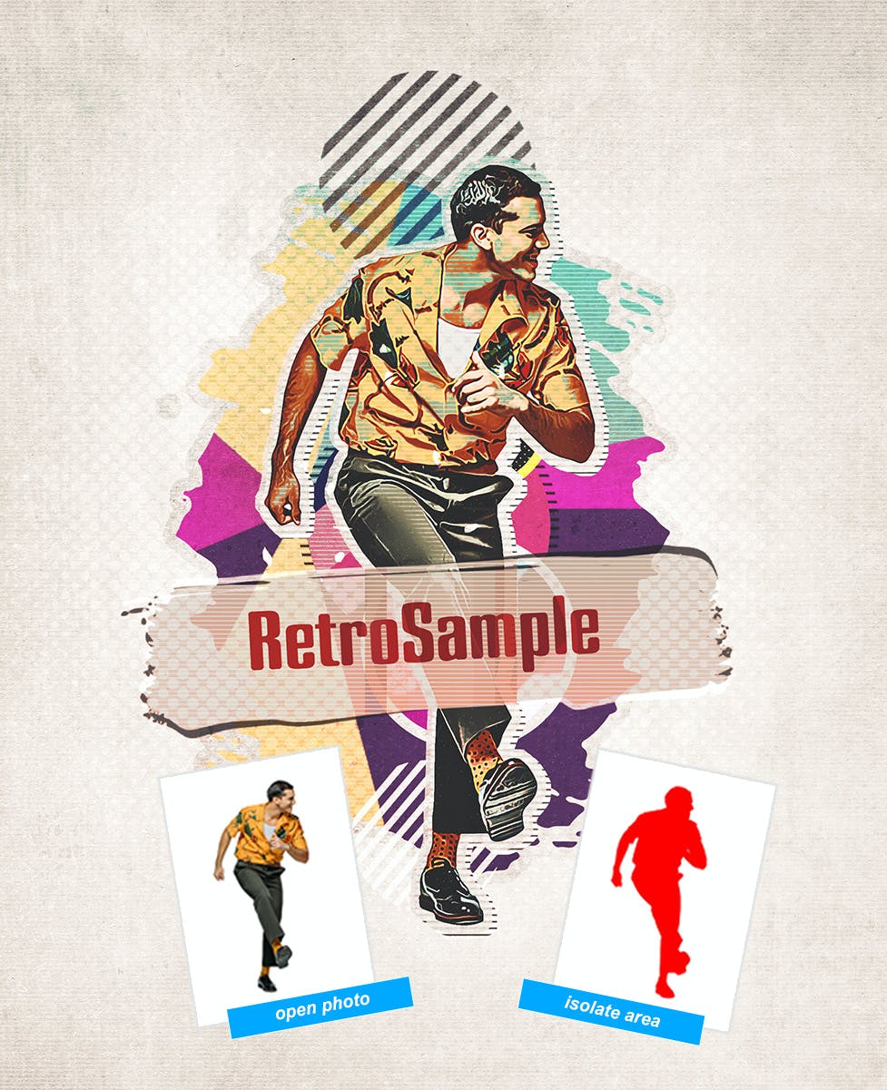 复古拼贴画照片处理效果PS动作模板 Retro Collage – Photoshop Action 插件预设 第2张-素材湾丨精选海外优质设计素材资源 复古拼贴画照片处理效果PS动作模板 Retro Collage – Photoshop Action 插件预设 sucaiwan.com