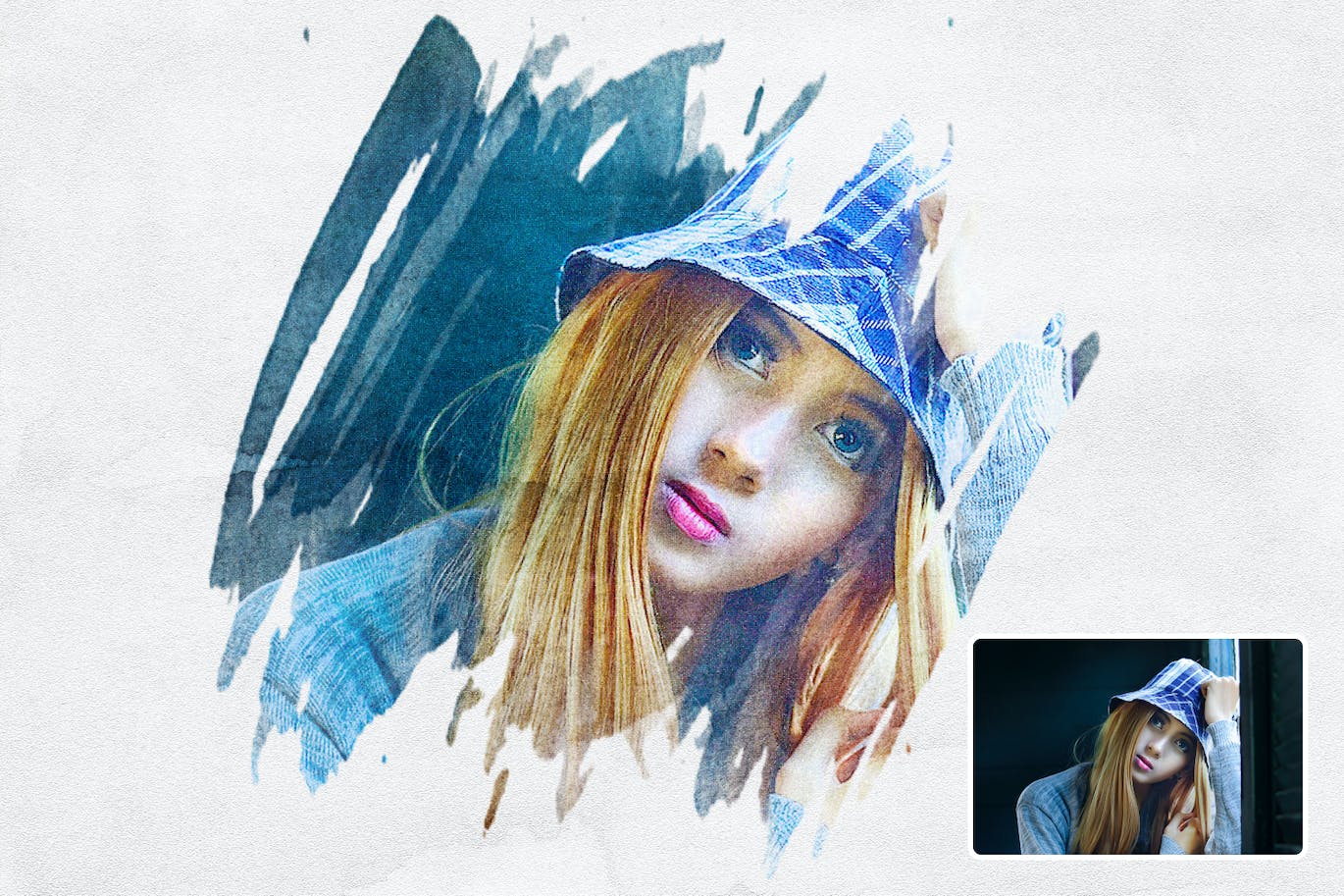 水彩笔刷效果PS动作模板 Watercolor Brush Photoshop Action 插件预设 sucaiwan.com