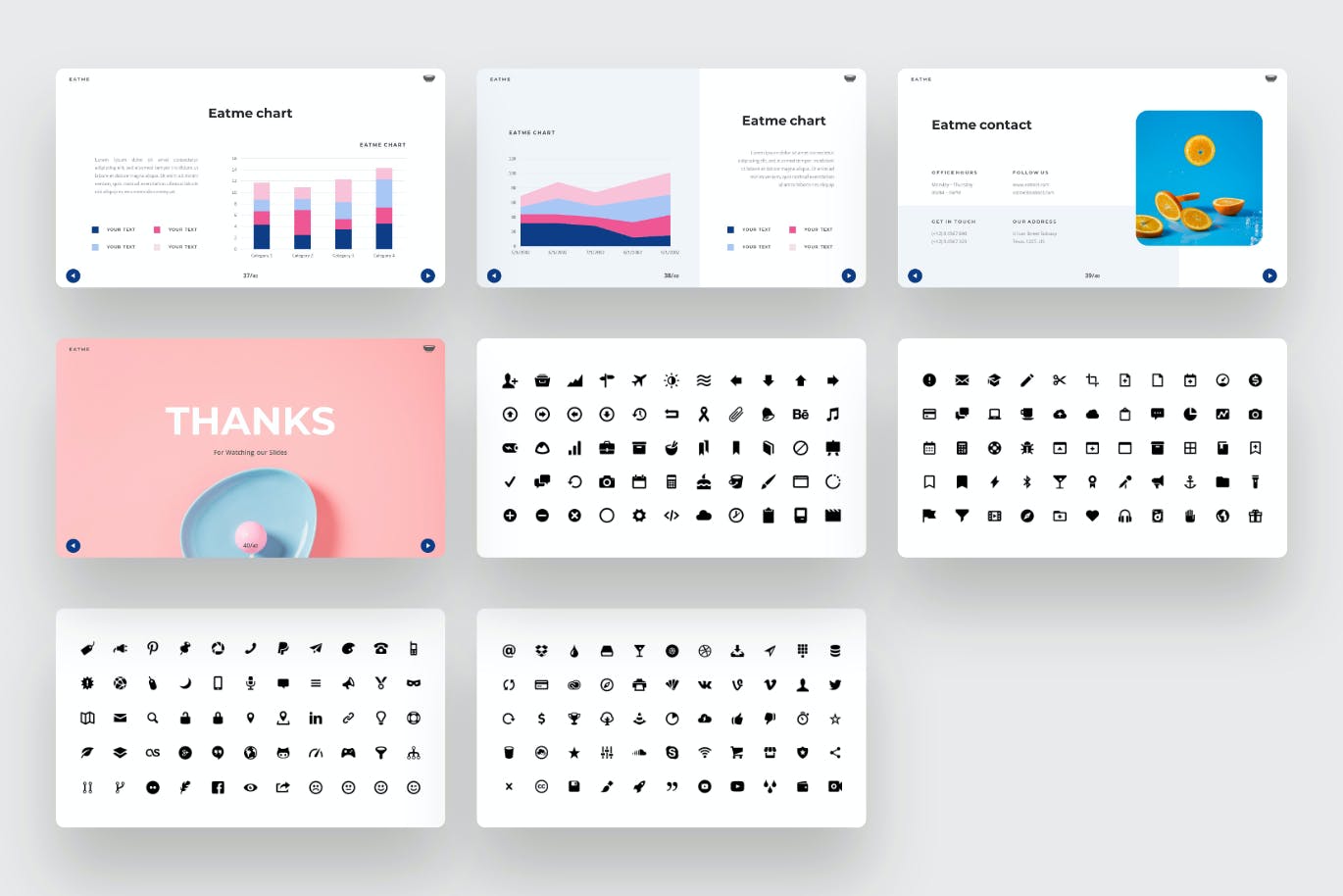 食品作品集幻灯片演示PPT模板 EATME – Food PowerPoint Template 幻灯图表 sucaiwan.com