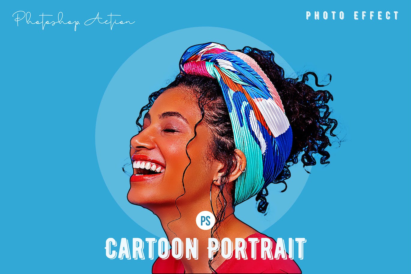 卡通肖像效果PS动作模板 Cartoon Portrait Photoshop Action 插件预设 sucaiwan.com