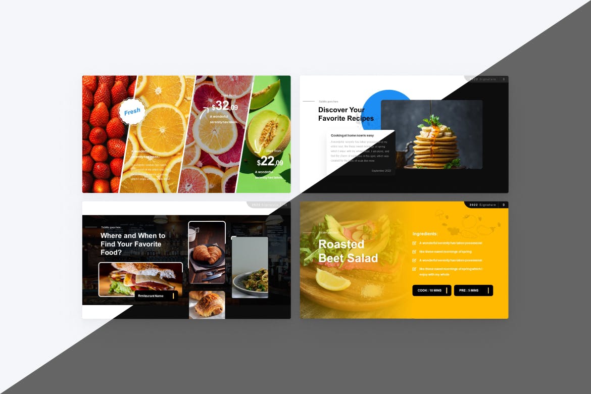 食物食谱指南PPT幻灯片模板 Food Recipes Guide PowerPoint Template 幻灯图表 sucaiwan.com