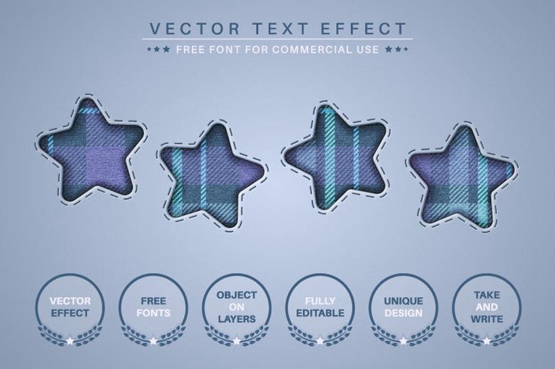牛仔裤格纹矢量文字效果字体样式 Jeans Tartan – Editable Text Effect, Font Style 插件预设 sucaiwan.com