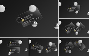 磨砂玻璃信用卡设计展示样机 Glass Effect Credit Card Mockups