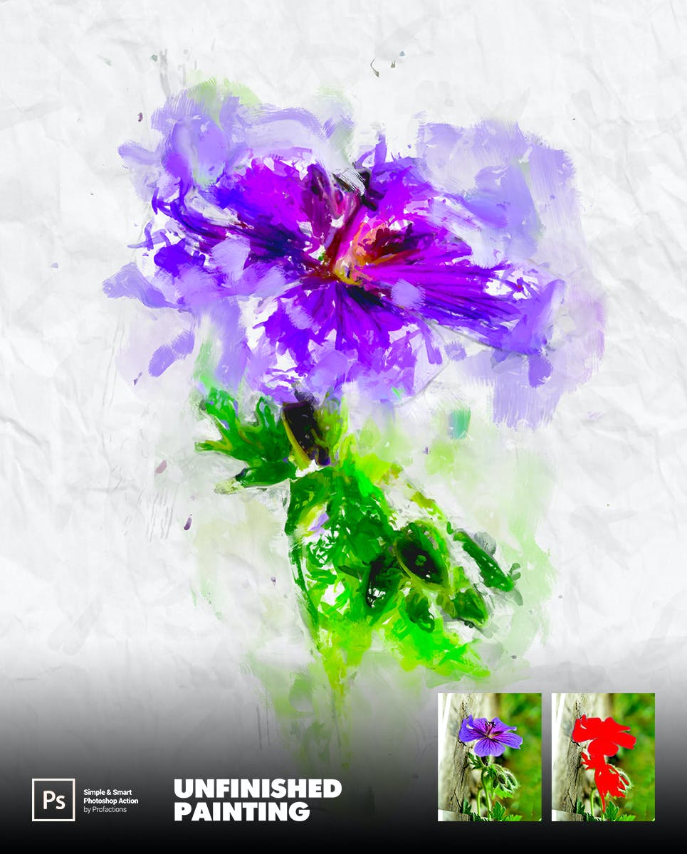 未完成的绘画效果照片处理ps动作 Unfinished Painting Photoshop Action 插件预设 sucaiwan.com