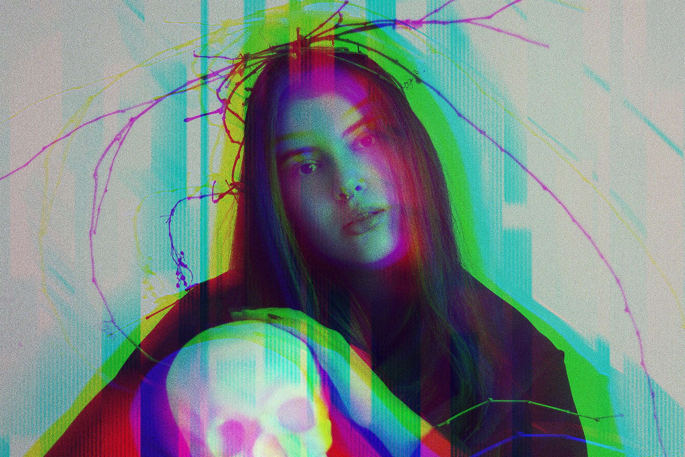 失真毛刺PS照片效果模板 Glitch Photoshop Effect 插件预设 sucaiwan.com