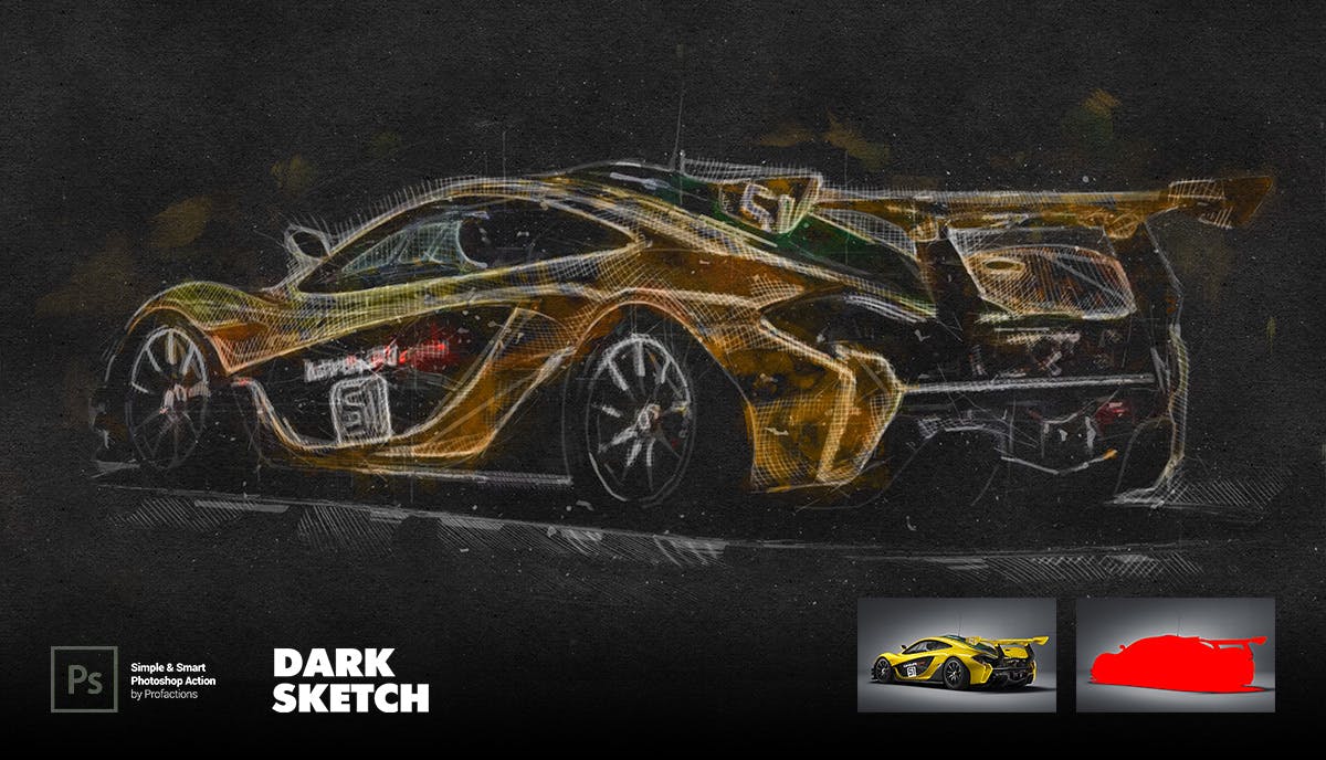 深色素描效果照片处理Photoshop动作 Dark Sketch Photoshop Action 插件预设 sucaiwan.com