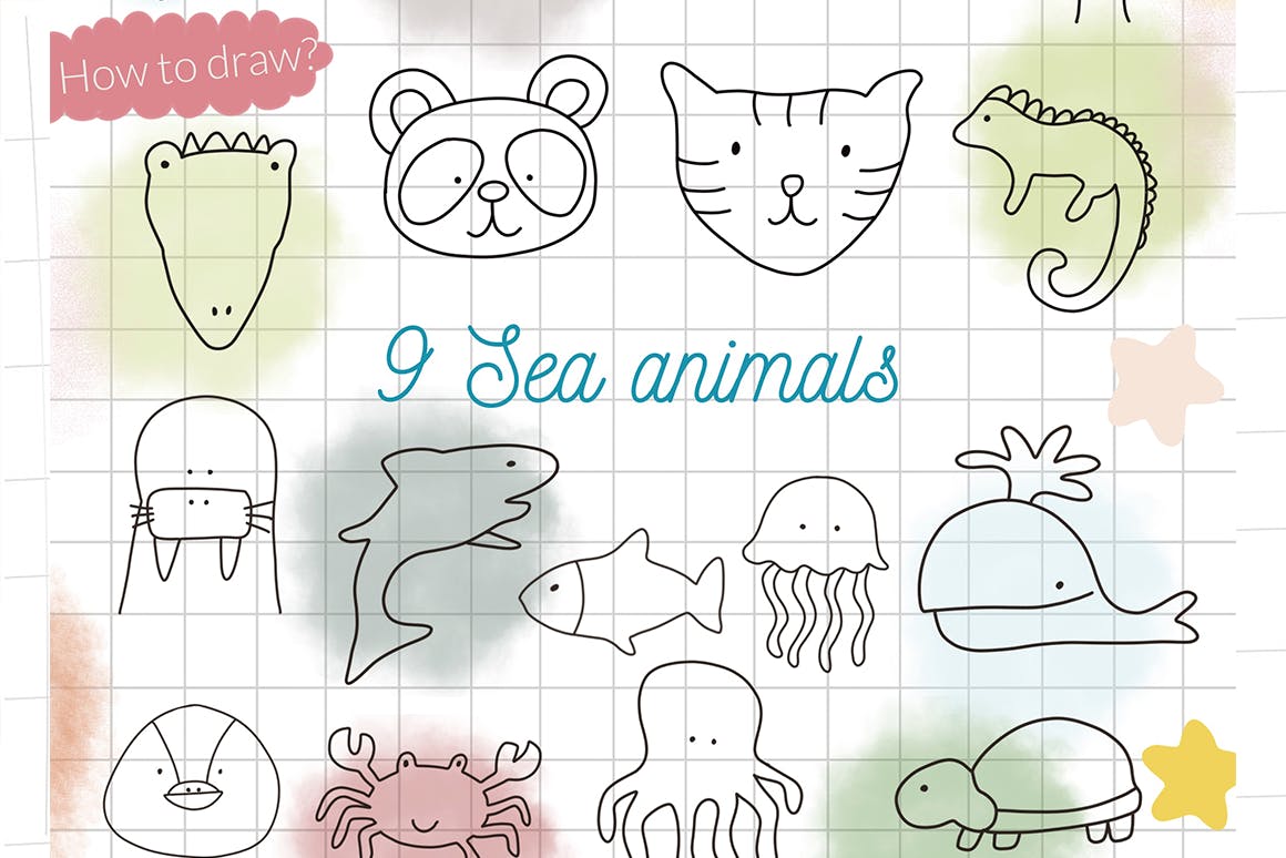 可爱的动物形状Procreate笔刷 Cute animals Procreate stamps 笔刷资源 sucaiwan.com