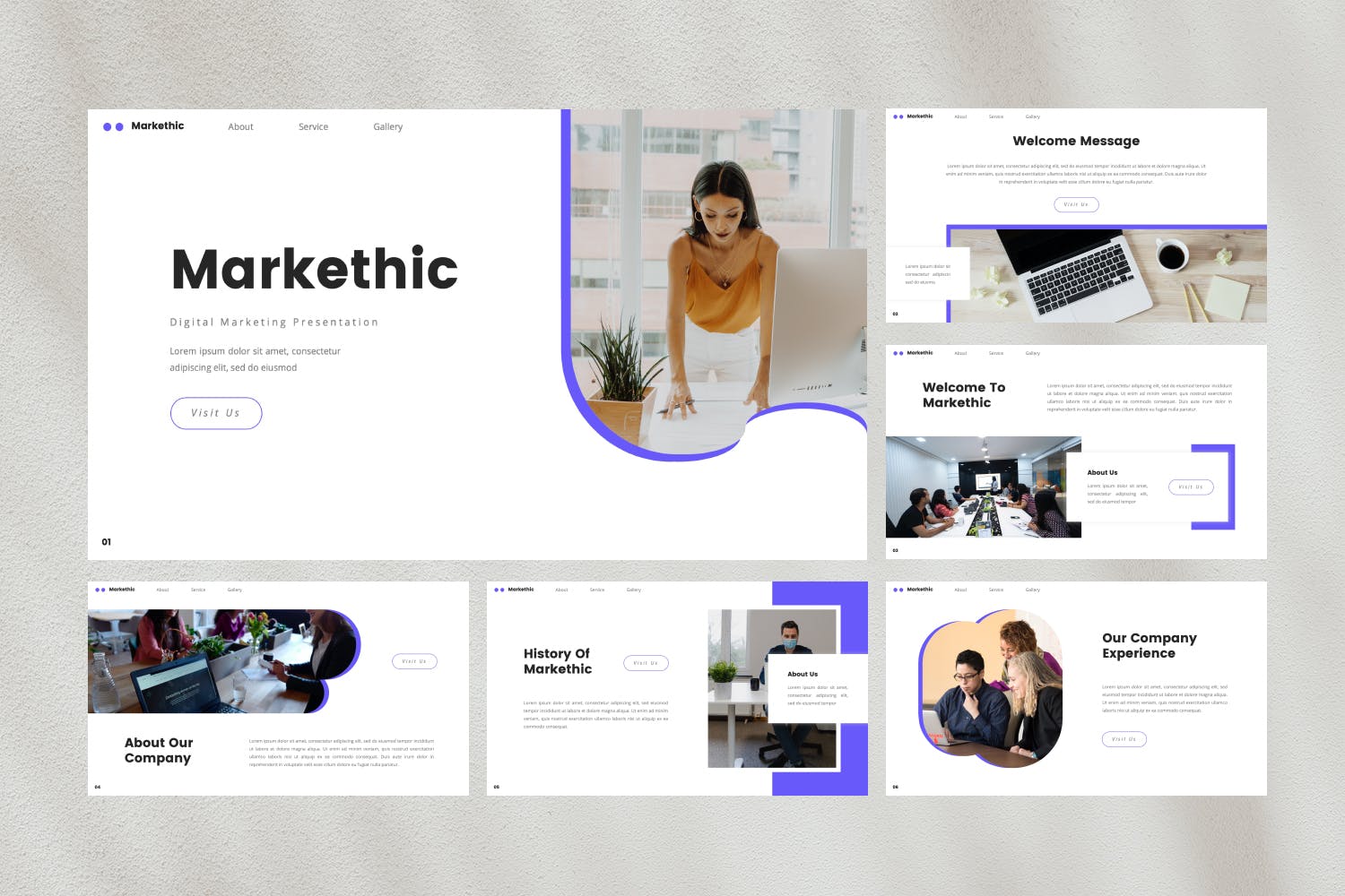 数字营销PPT演示幻灯片模板 Markethic – Digital Marketing PowerPoint Template 幻灯图表 sucaiwan.com