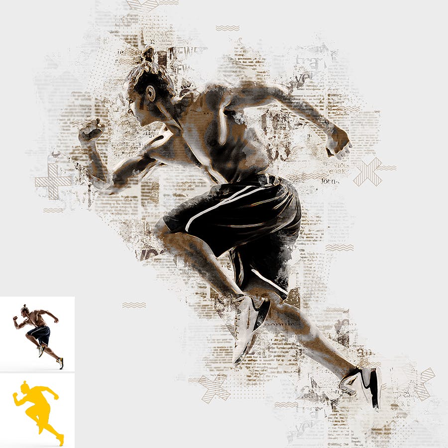 抽象报纸效果照片处理Photoshop动作 Abstract Newspaper Photoshop Action 插件预设 sucaiwan.com