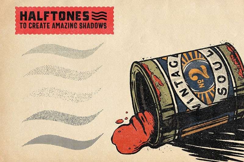 23个复古风半色调纹理Procreate笔刷 笔刷资源 sucaiwan.com