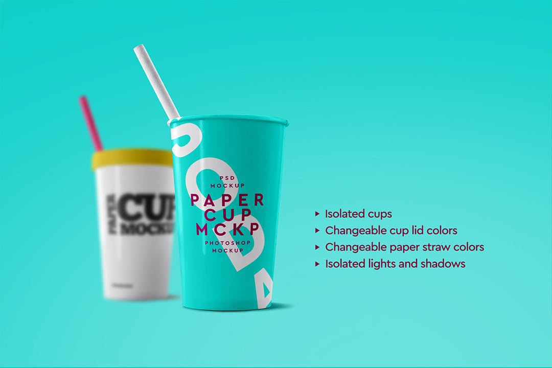 可回收饮料纸杯设计样机 Paper Cup Mockup Recycled White 01 样机素材 sucaiwan.com