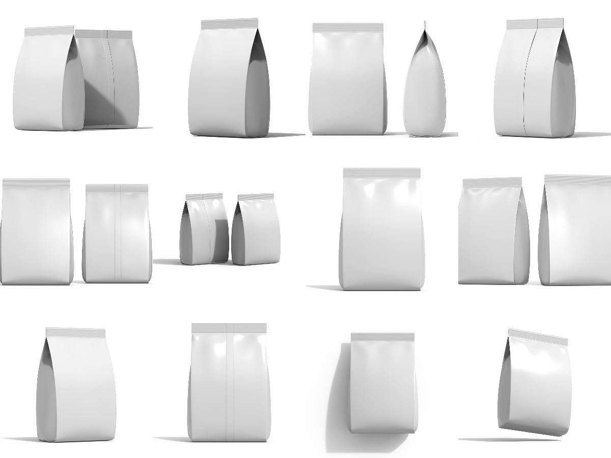 哑光塑料食品包装袋PSD样机 Matte Plastic Food Packaging Bag PSD Mockup 样机素材 sucaiwan.com