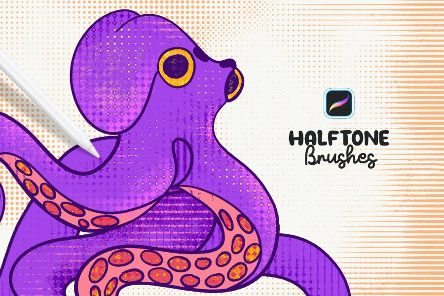 Procreate笔刷-复古半色调效果Procreate笔刷下载 笔刷资源 sucaiwan.com