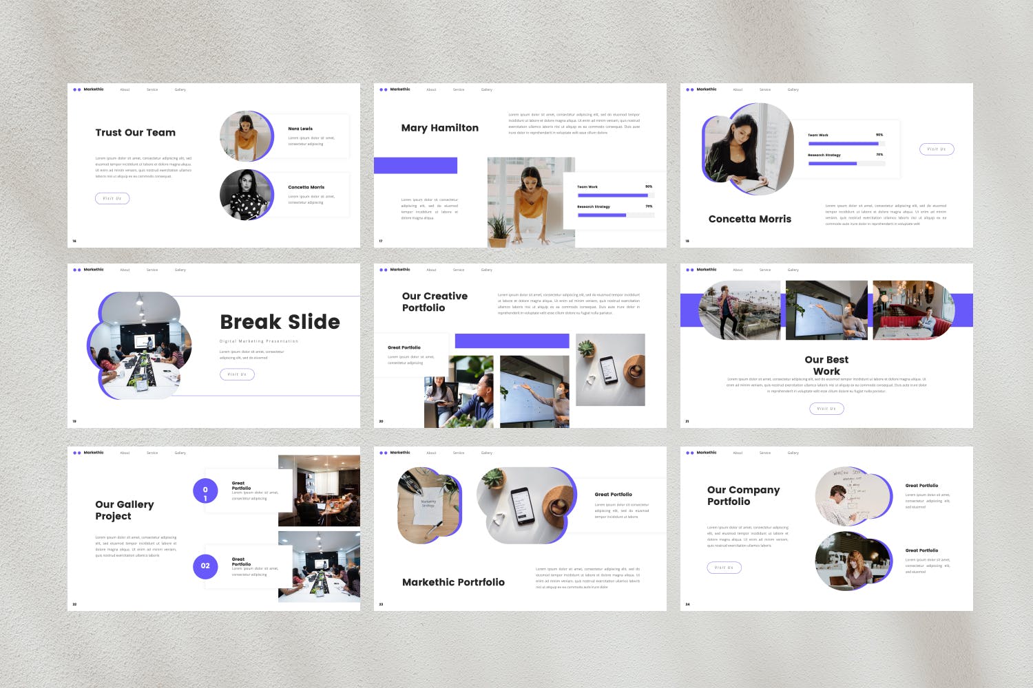 数字营销PPT演示幻灯片模板 Markethic – Digital Marketing PowerPoint Template 幻灯图表 sucaiwan.com