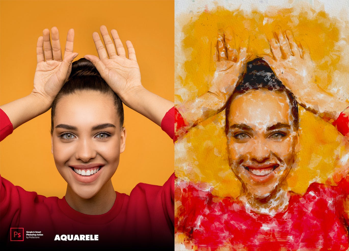 水彩画效果照片处理ps动作 Aquarelle Photoshop Action 插件预设 sucaiwan.com